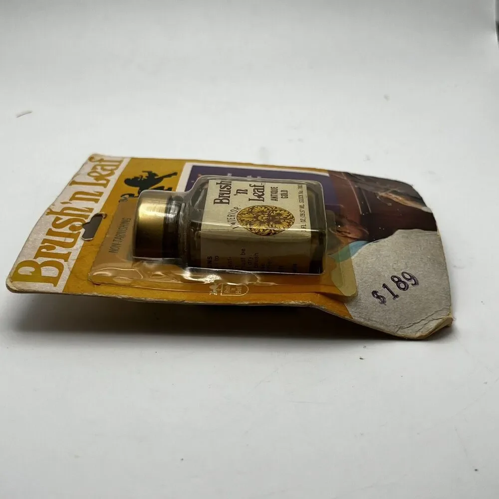 Vintage Brush N Leaf Antique Gold Metallic Paint 1 Oz Made In USA Rub N Buff NOS - Picture 8 of 16